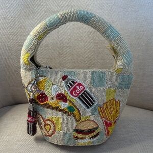 Playful Beaded Mini Bag with Fast Food Design